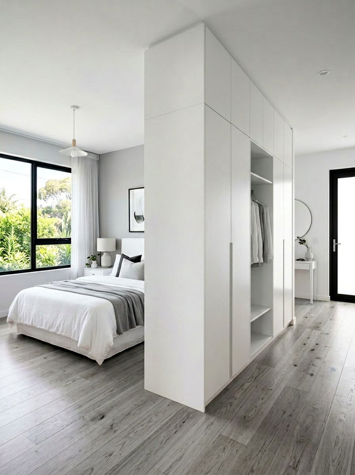 Minimalist White Wardrobe - 30 bedroom closet dividers