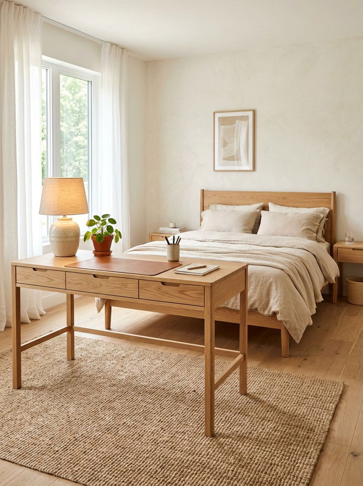 Minimalist Wood Desk With Drawers - 30 bedroom desk with drawers