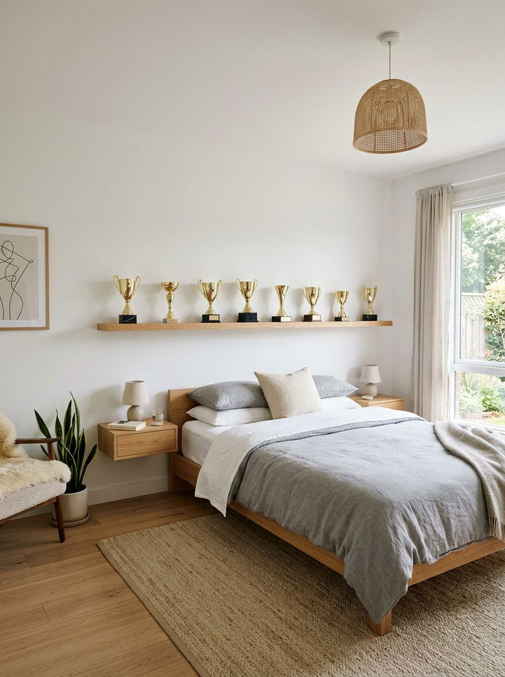 Minimalist Wood Ledge - 30 bedroom award display ideas