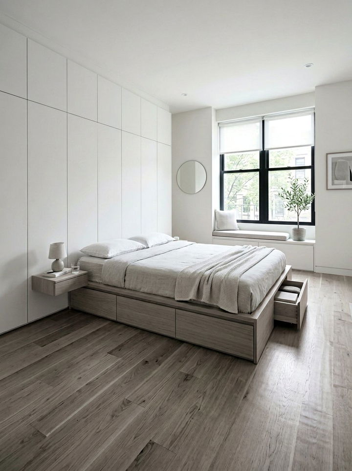 Minimalist bedroom floor plan with hidden storage - 30 bedroom floor plan ideas