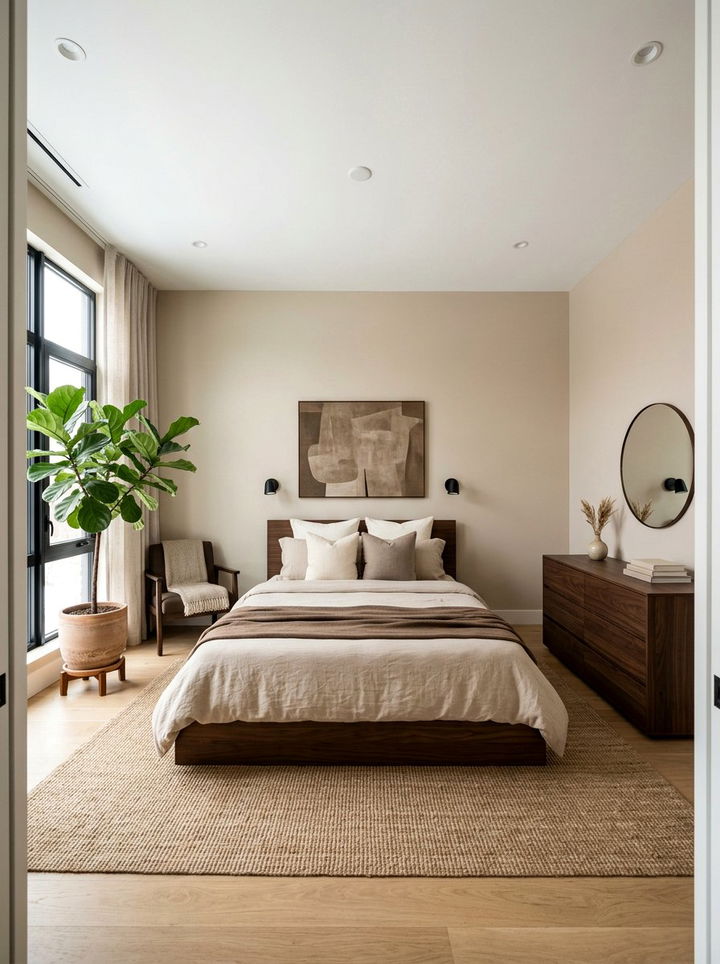 Minimalist beige and brown - 30 brown bedroom ideas