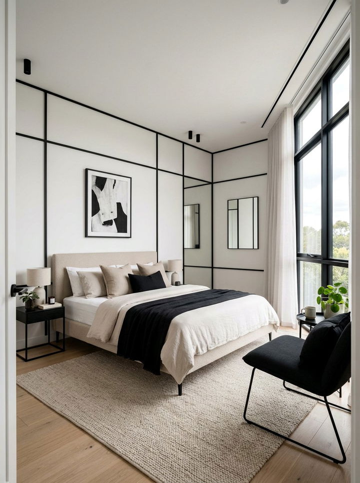 Minimalist black and beige bedroom - 30 black and beige bedroom color combo