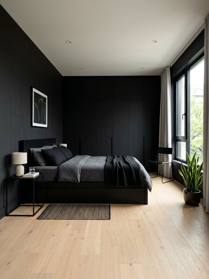Minimalist black bedroom - 30 scandinavian black bedroom ideas