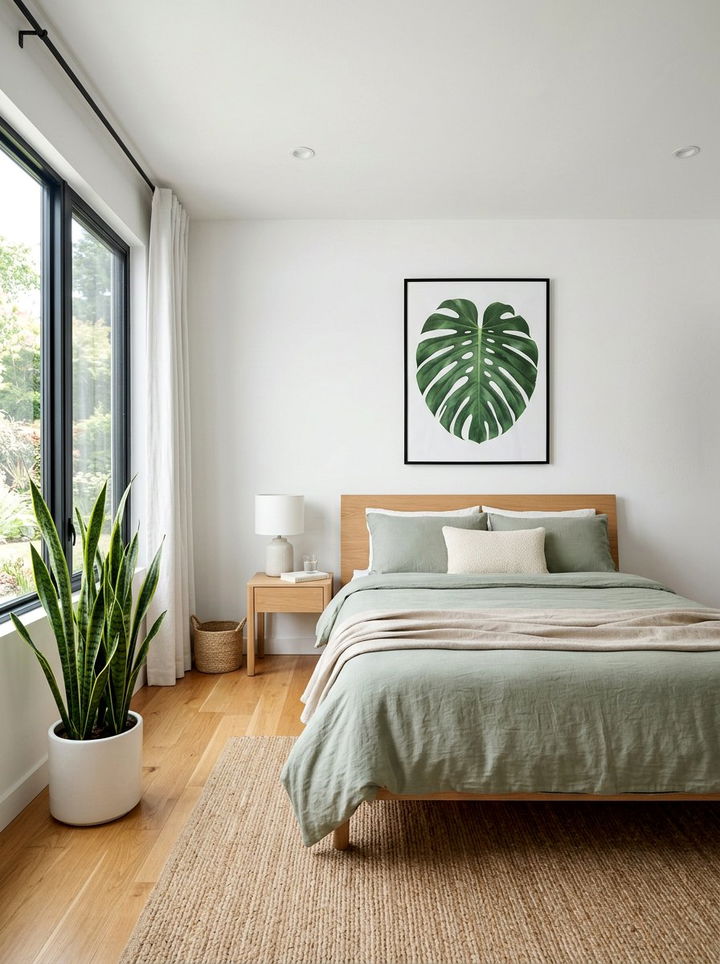 Minimalist botanical bedroom - 30 botanical green bedroom ideas