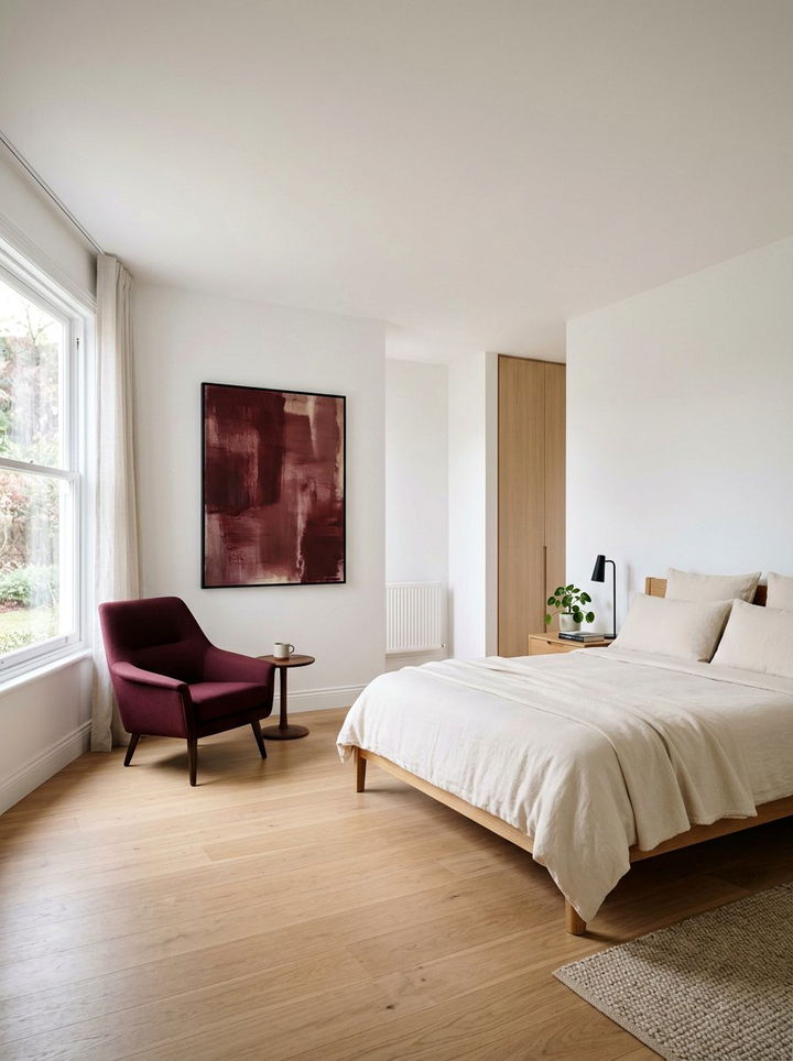 Minimalist burgundy bedroom - 30 burgundy and cream bedroom ideas