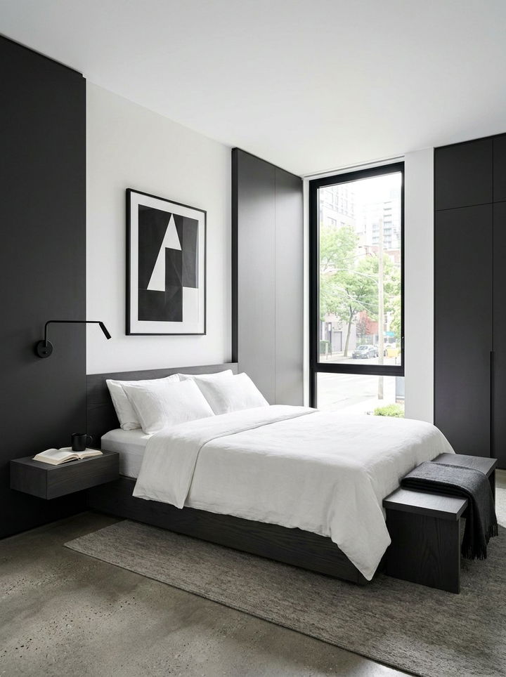 Minimalist charcoal white bedroom - 30 charcoal and white bedroom ideas