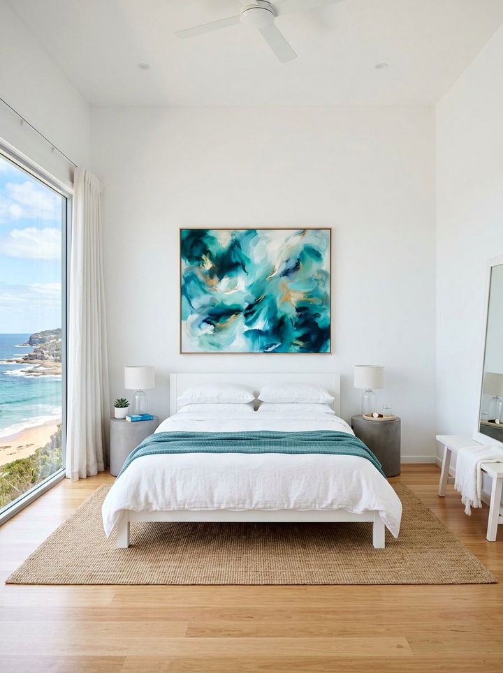 Minimalist coastal teal bedroom - 30 coastal teal bedroom ideas