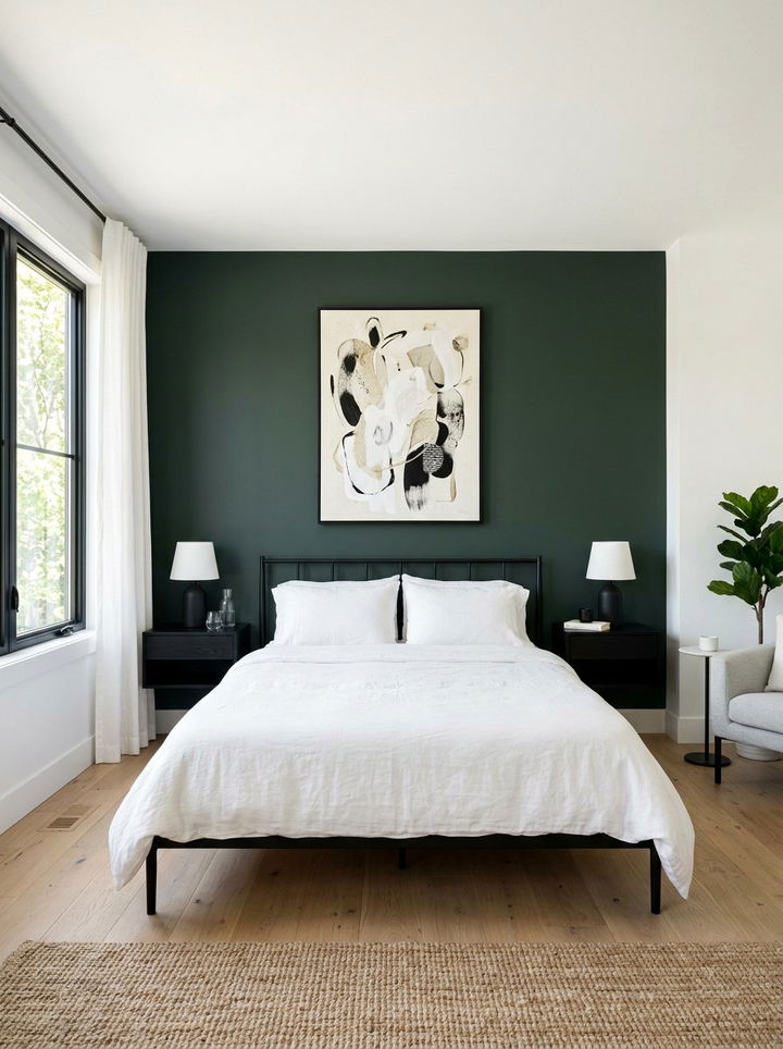 Minimalist dark green accent wall - 30 forest green accent wall bedroom