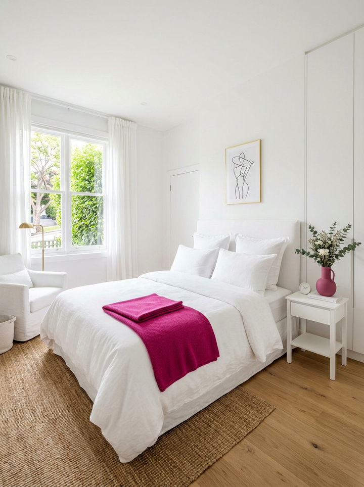 Minimalist fuchsia accents - 30 fuchsia bedroom ideas