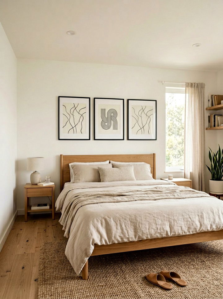 Minimalist gallery wall - 30 Danish bedroom ideas