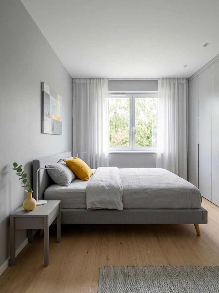 Minimalist gray and yellow bedroom - 30 yellow and gray bedroom color combo