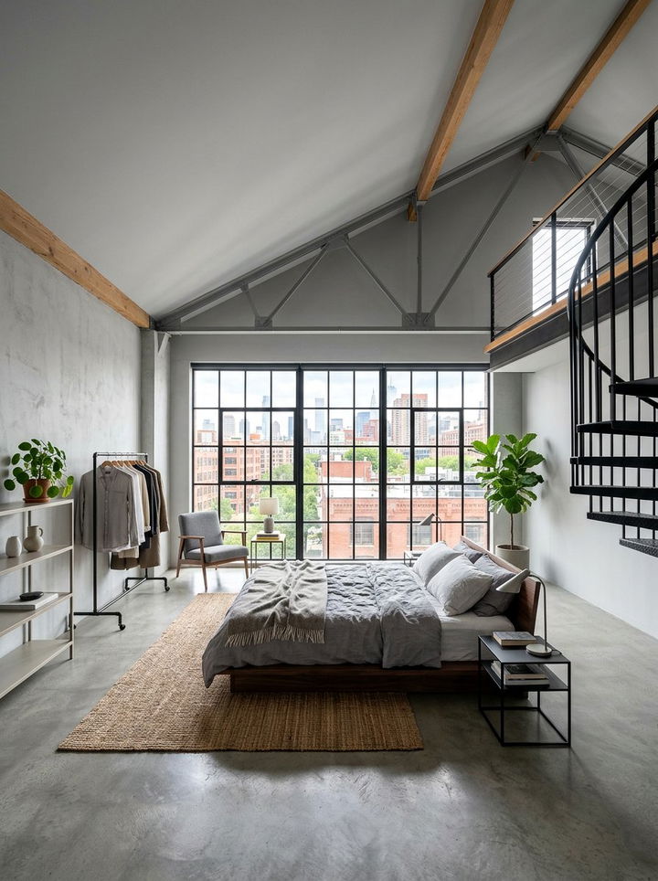 Minimalist grey loft - 30 minimalist grey bedroom ideas