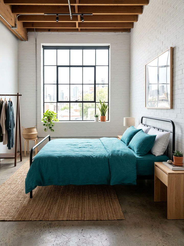 Minimalist industrial teal bedroom - 30 industrial teal bedroom ideas