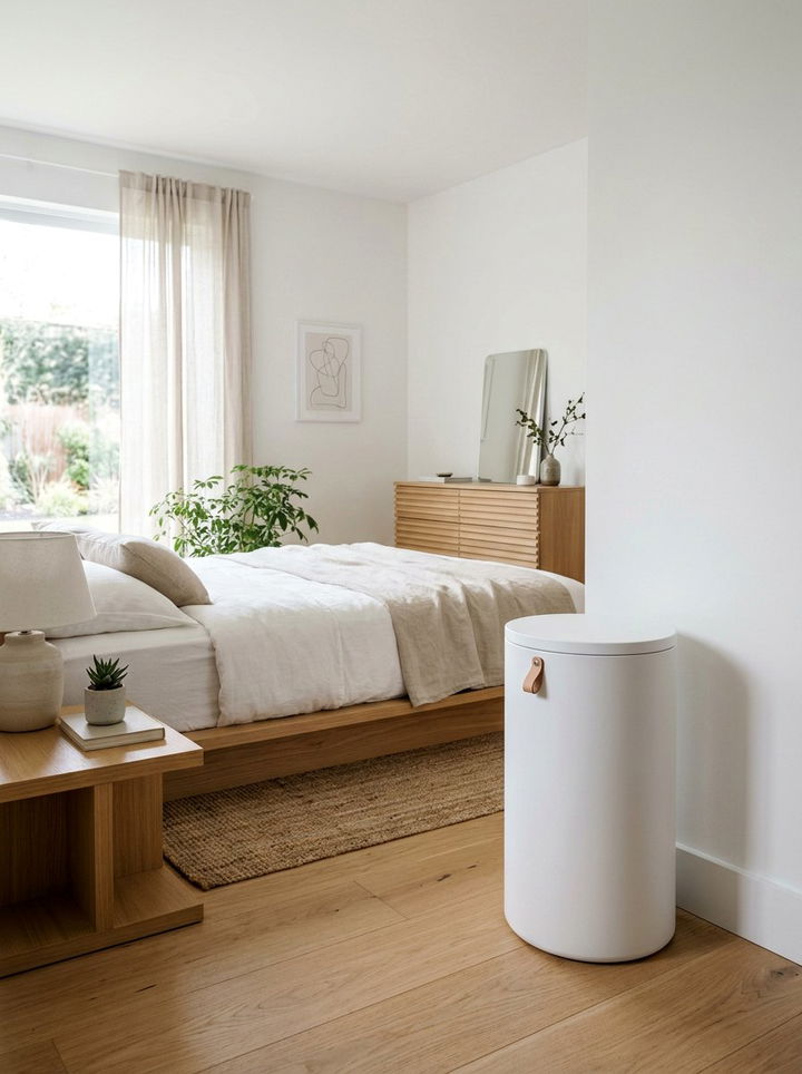 Minimalist laundry bin - 30 bedroom dirty clothes storage ideas