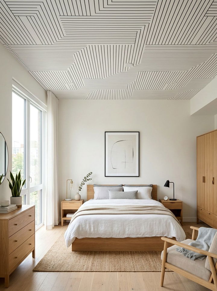 Minimalist line ceiling wallpaper - 30 bedroom ceiling wallpapers