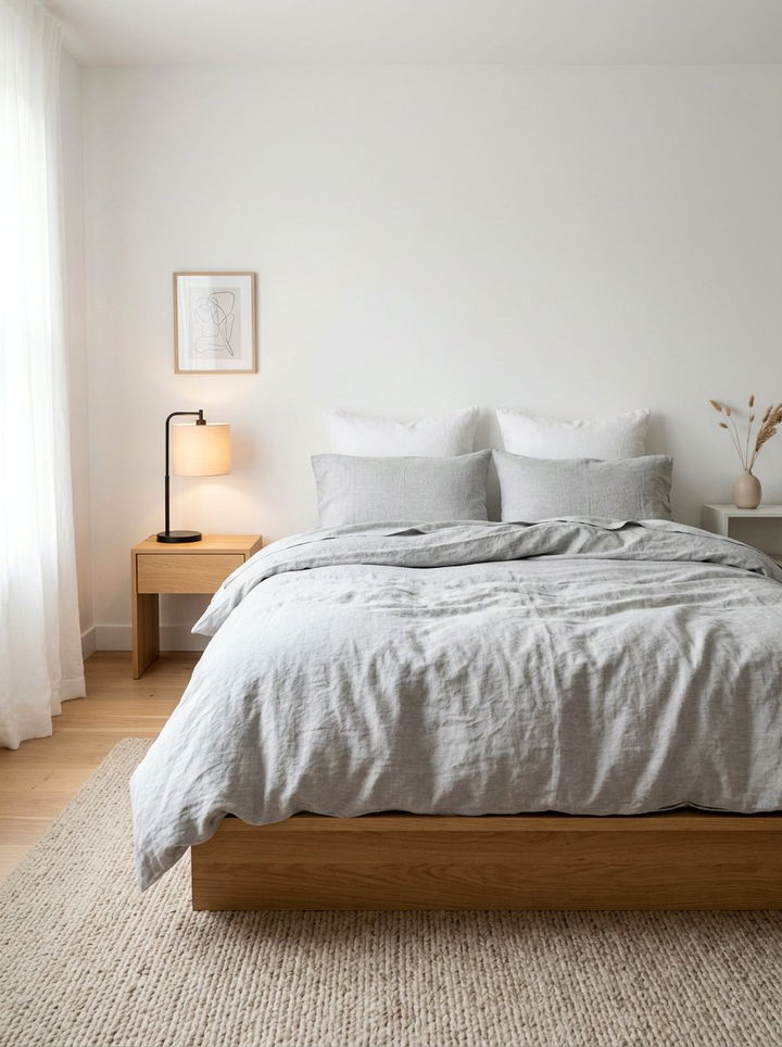 Minimalist linen bedding set - 30 bedroom linen bedding ideas