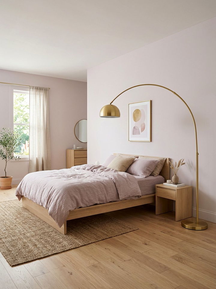 Minimalist mauve bedroom gold lamp - 30 mauve and gold bedroom ideas
