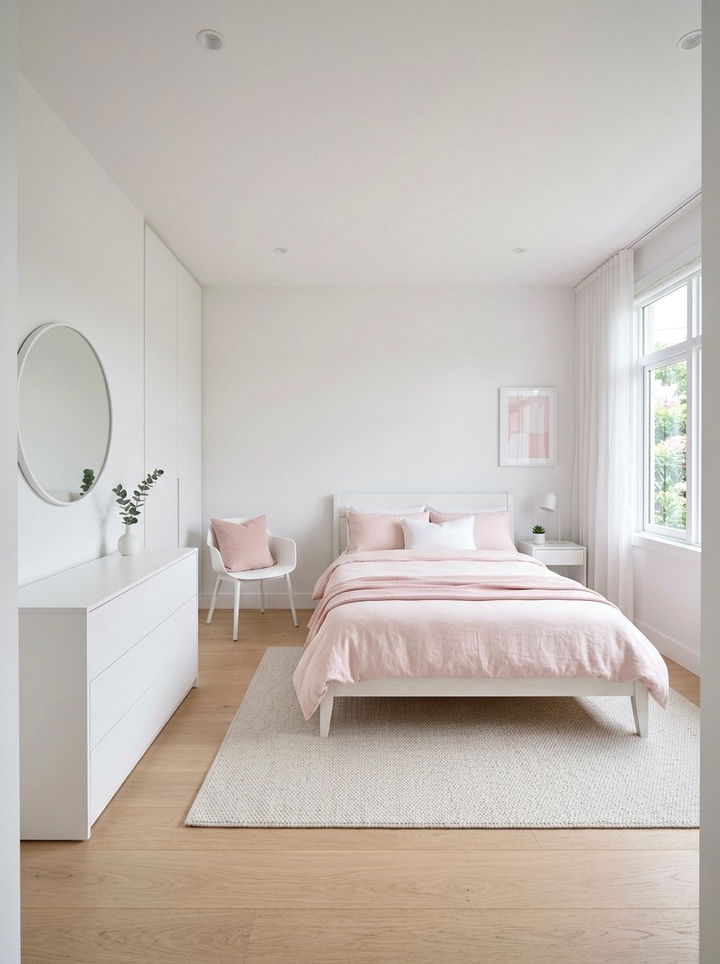 Minimalist pink and white bedroom - 30 pink and white bedroom ideas