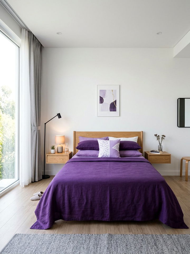 Minimalist purple bedroom - 30 deep purple bedroom ideas