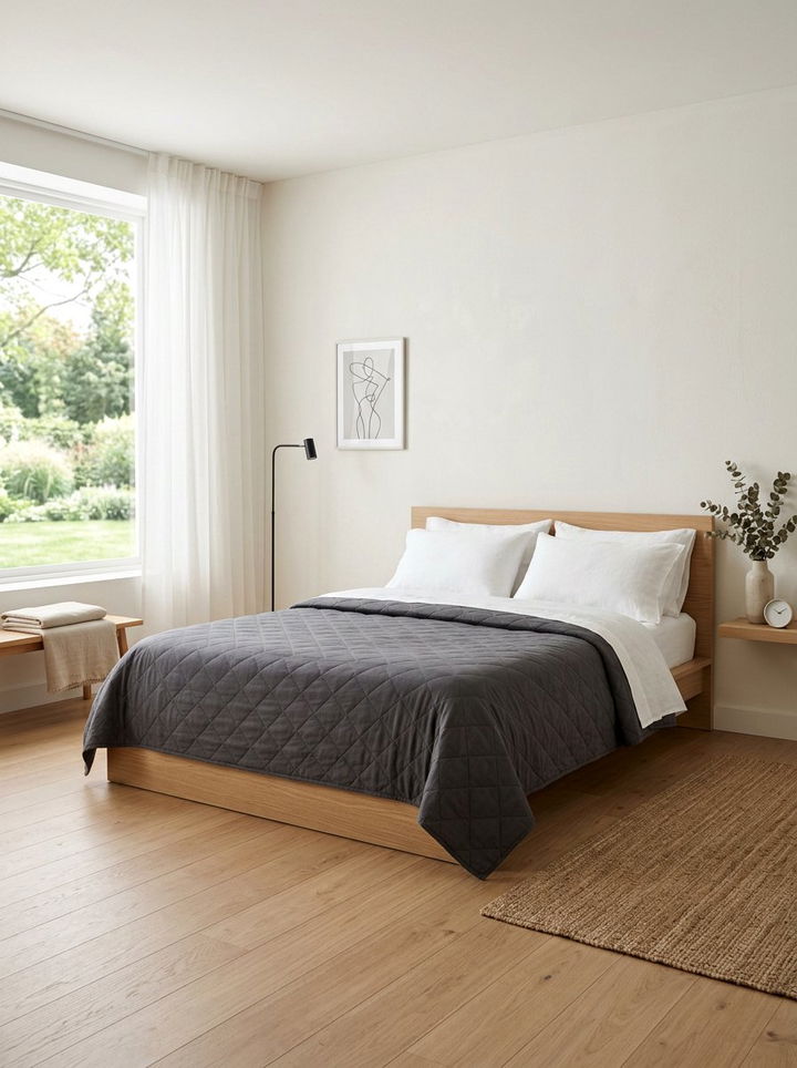 Minimalist quilted cover - 30 quilted bedroom ideas