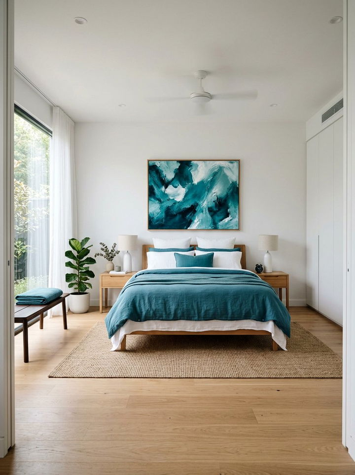 Minimalist teal bedroom - 30 contemporary teal bedroom ideas