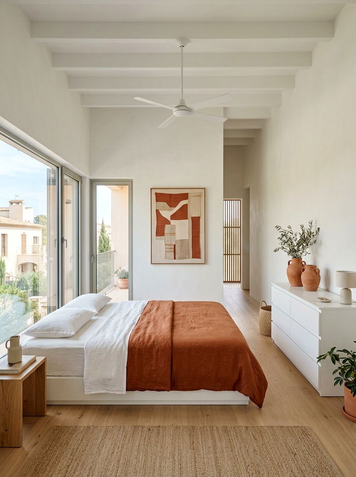 Minimalist terracotta and white bedroom - 30 terracotta and white bedroom ideas