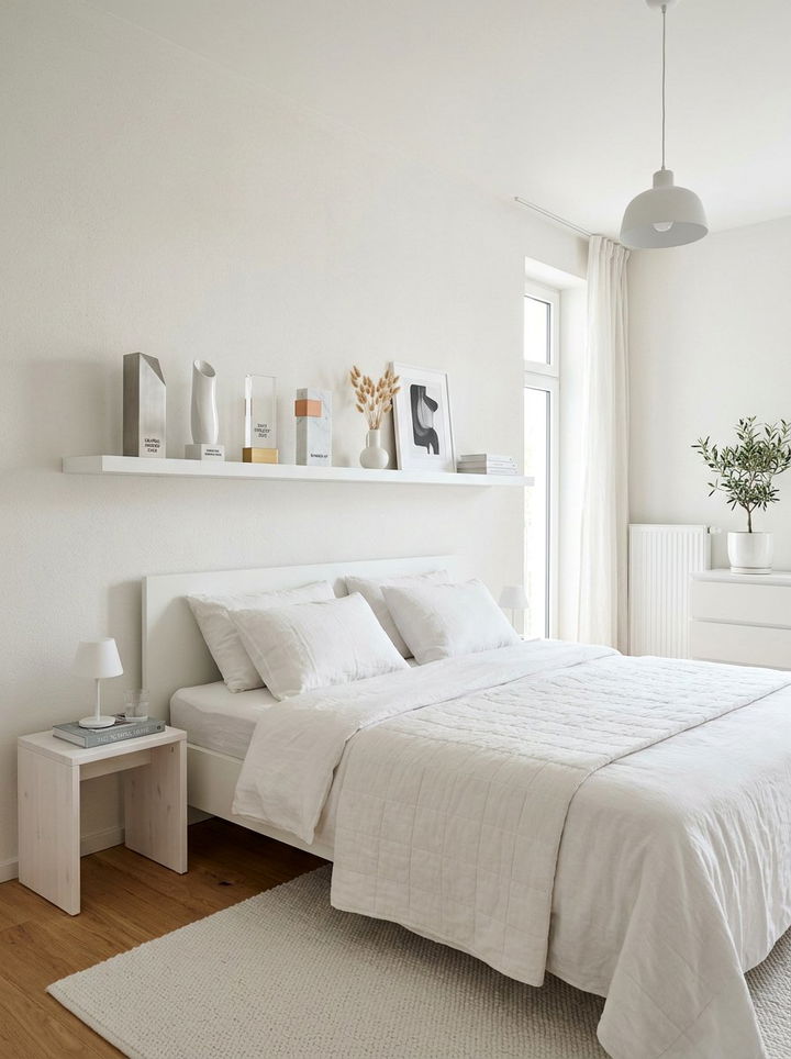 Minimalist wall shelf - 30 bedroom trophy display ideas