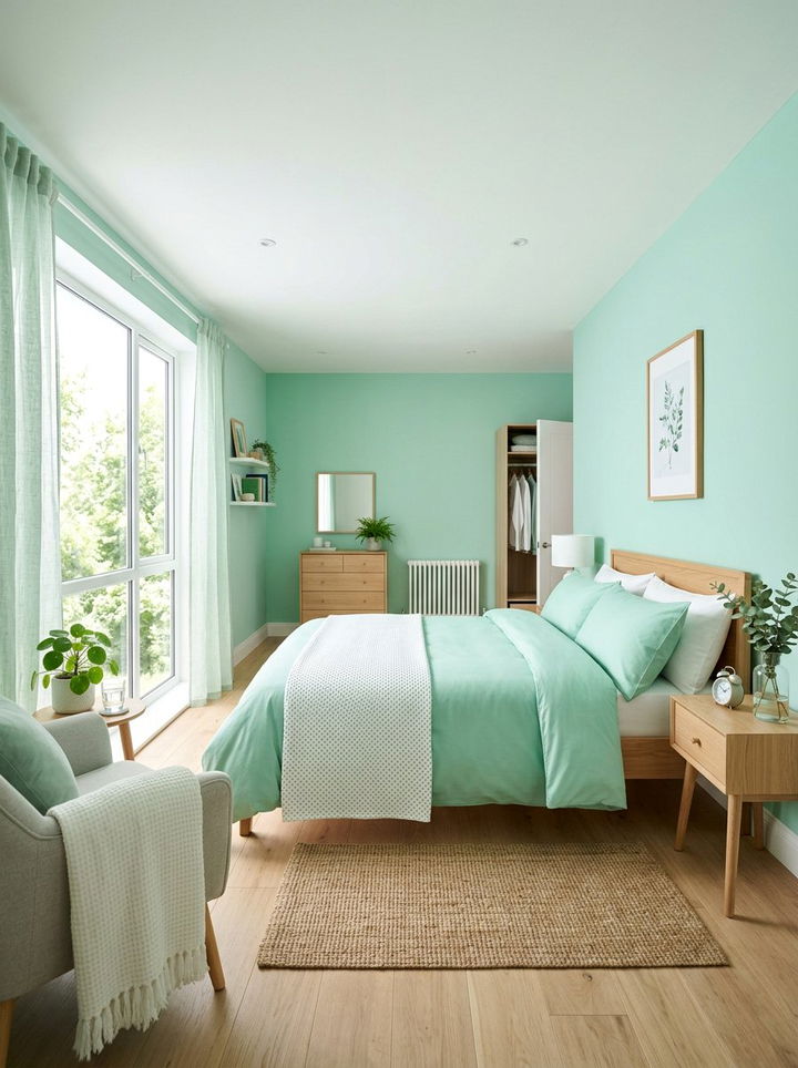 Mint Fresh Bedroom - 30 monochromatic bedroom ideas