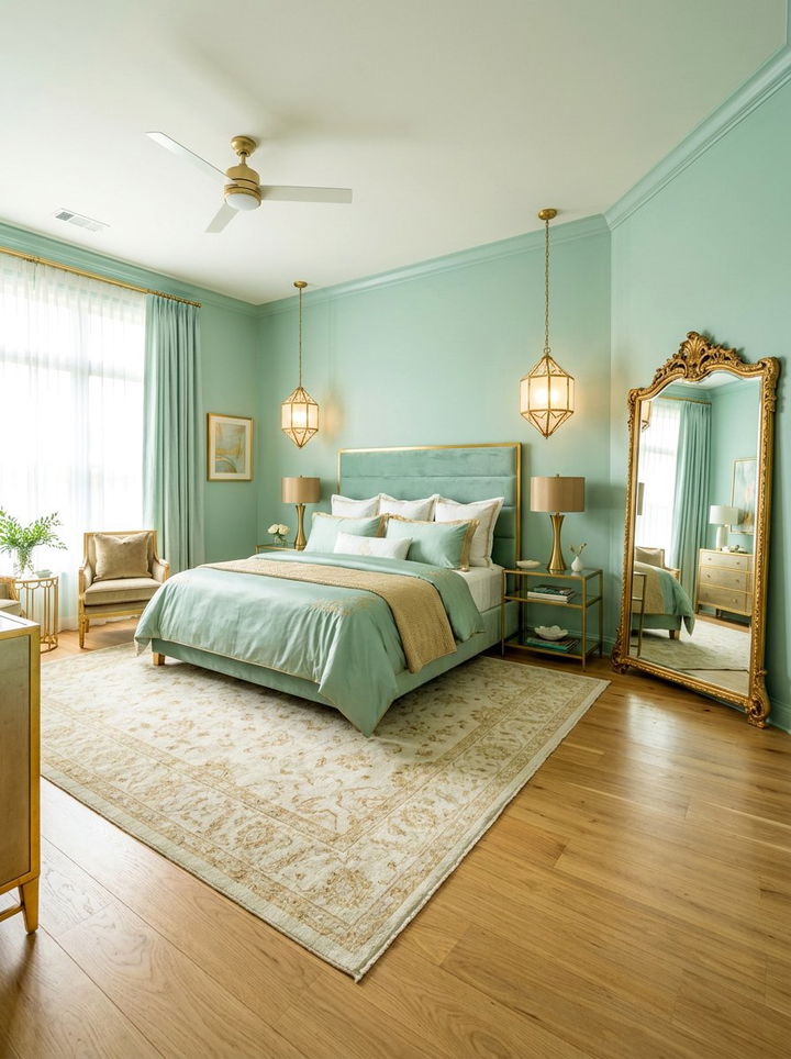 Mint Green And Gold Bedroom - 30 mint green bedroom ideas