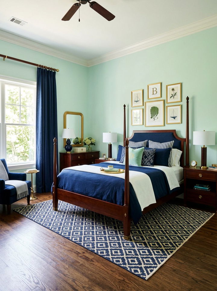 Mint Green And Navy Bedroom - 30 mint green bedroom ideas