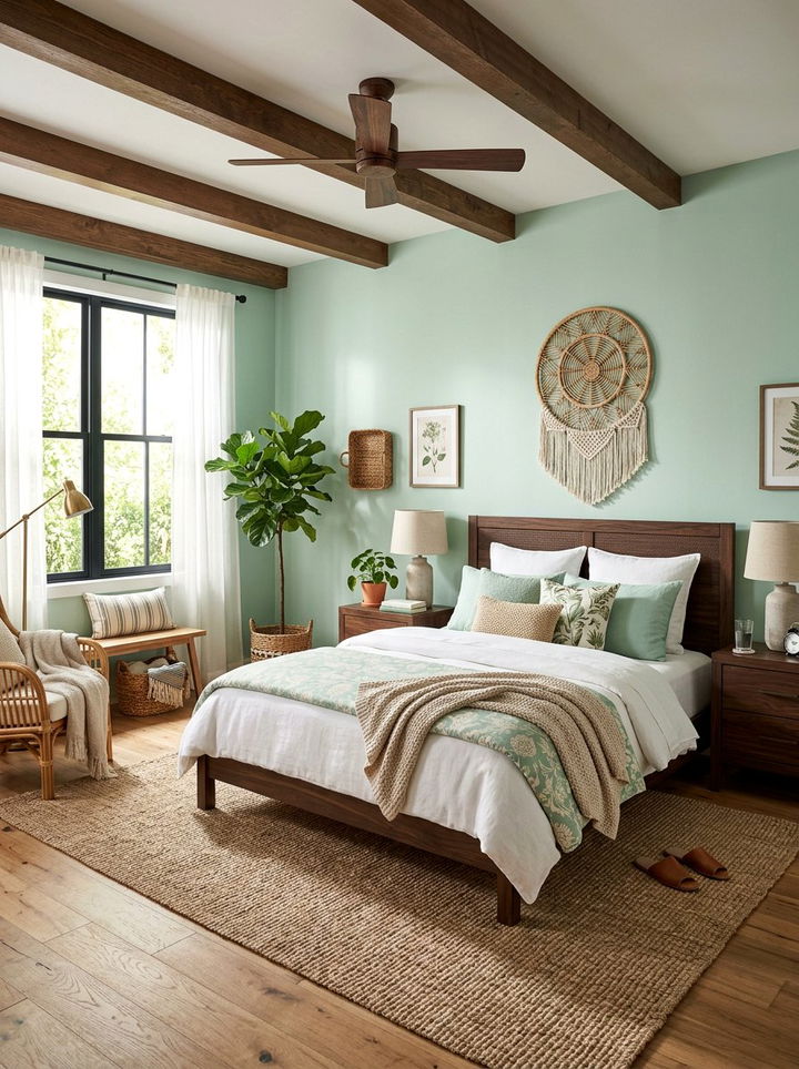 Mint Green And Wood Bedroom - 30 mint green bedroom ideas