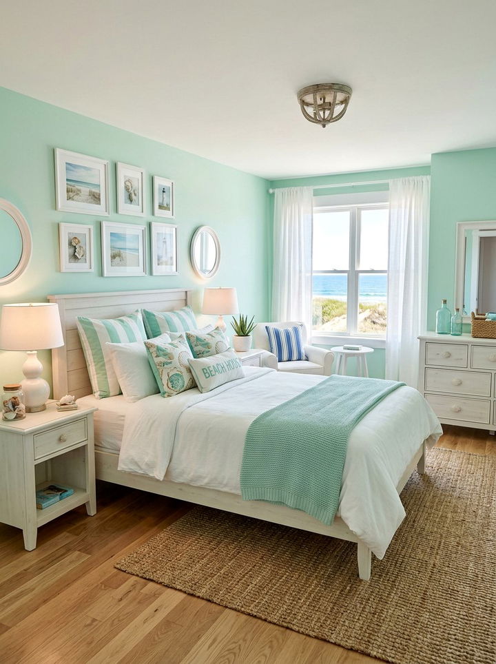 Mint Green Coastal Bedroom - 30 beach themed bedroom ideas