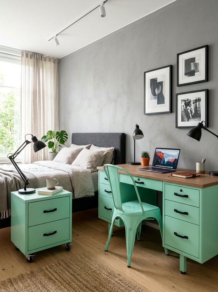 Mint Green Industrial Furniture - 30 industrial green bedroom ideas