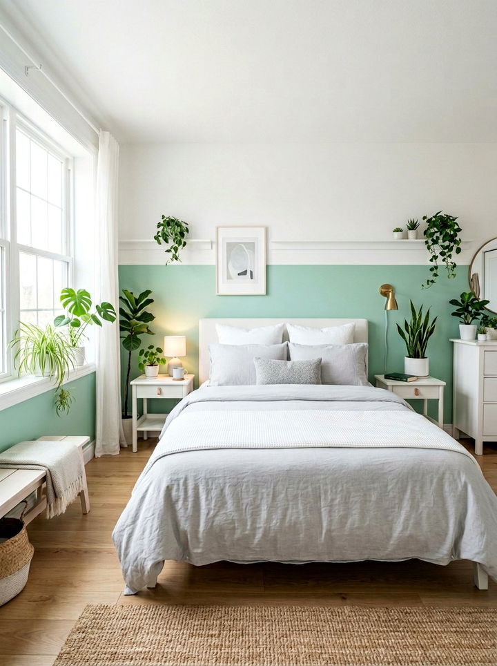 Mint Green Lower Half - 30 bedroom half painted walls