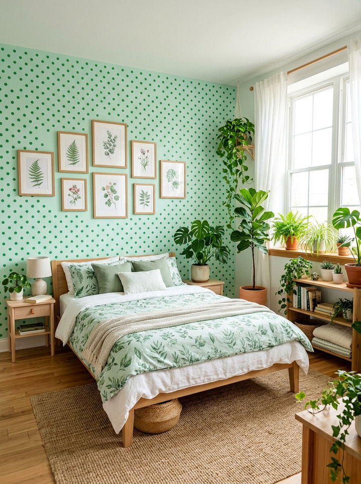 Mint Green Polka Dot Wall - 30 bedroom polka dot walls