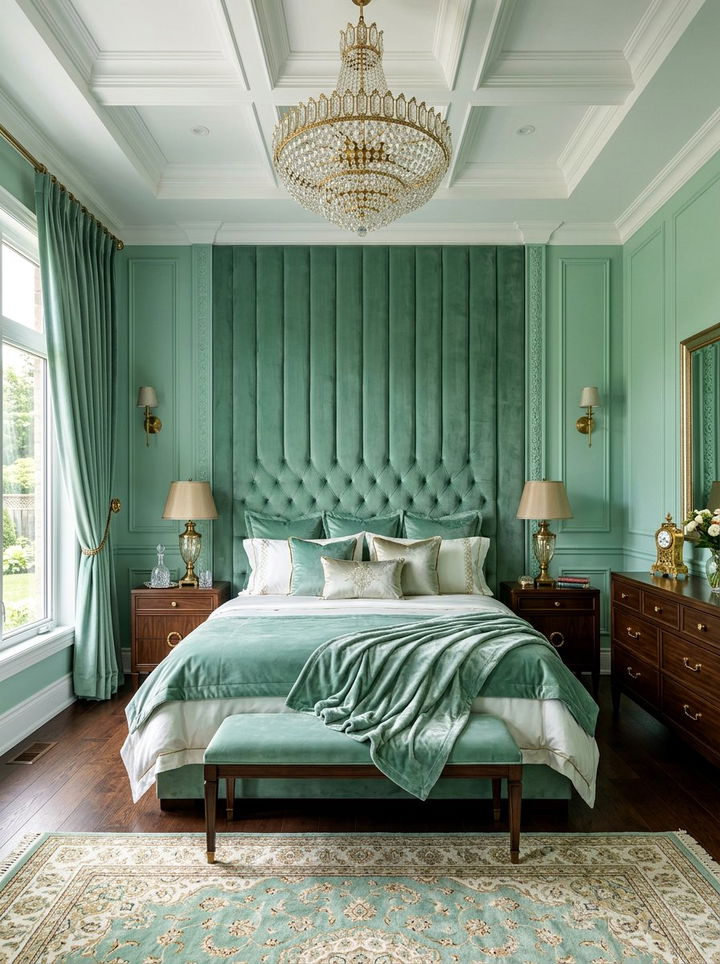 Mint Green Velvet Bedroom - 30 pastel green bedroom ideas