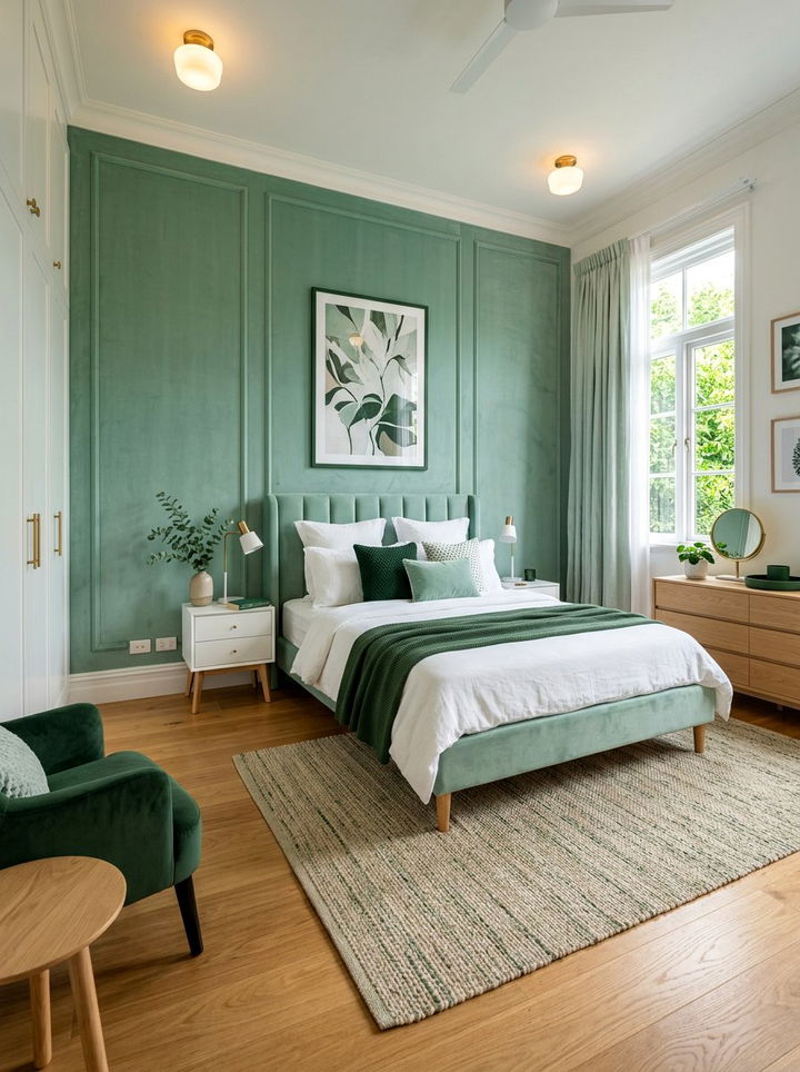Mint Green Velvet Space - 30 velvet bedroom ideas