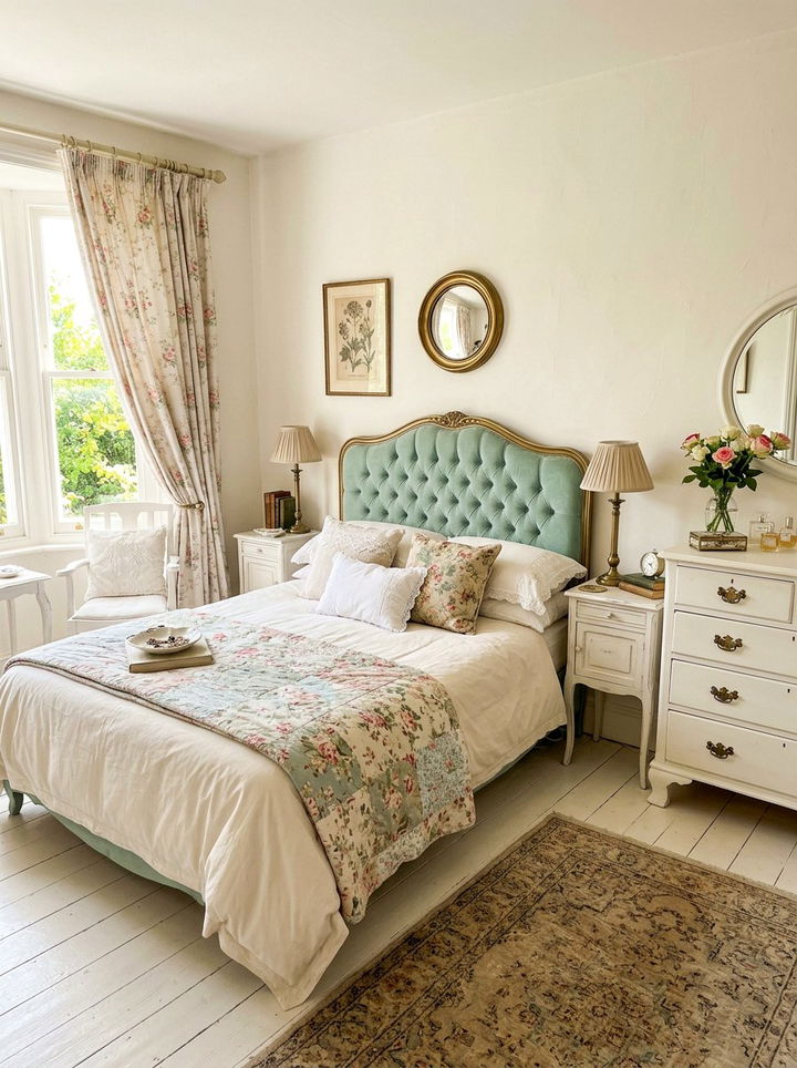 Mint Green Vintage Style Velvet Headboard - 30 bedroom velvet headboards