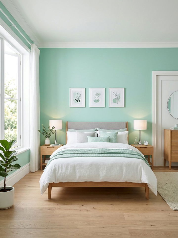 Mint Green Walls - 30 light green bedroom ideas