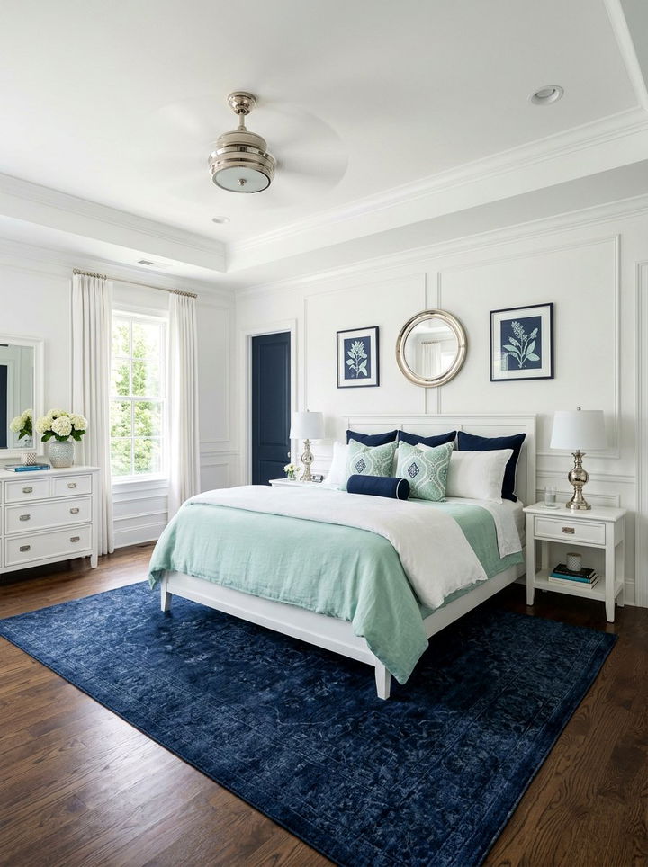 Mint green and navy blue bedroom - 30 blue and green bedroom ideas