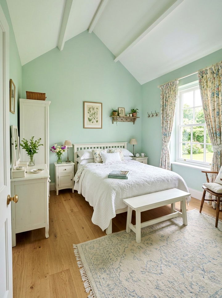 Mint green and white bedroom - 30 two tone bedroom ideas