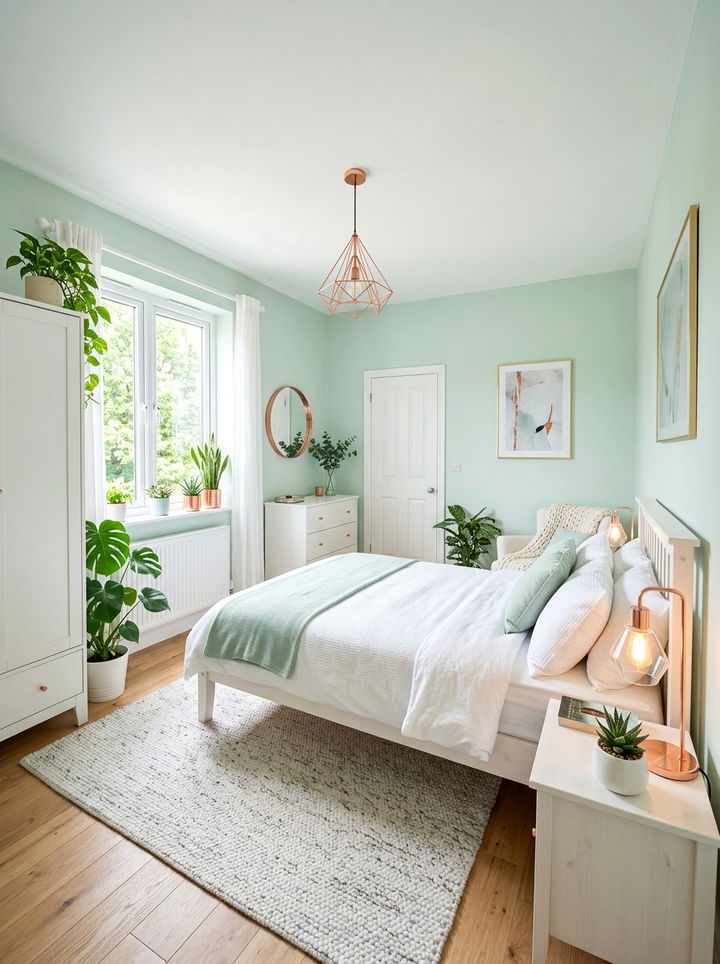 Mint green bedroom - 30 Nordic bedroom color ideas