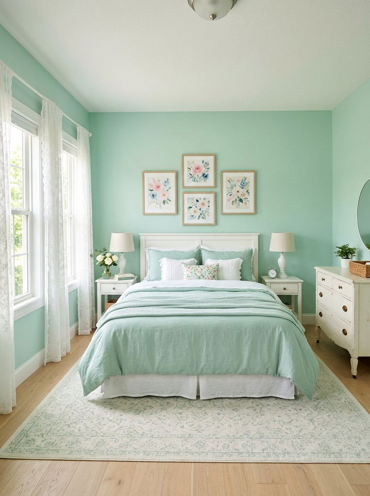 Mint green bedroom - 30 romantic bedroom color ideas