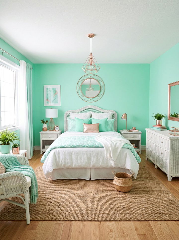 Mint green bedroom - 30 cool tone bedroom ideas