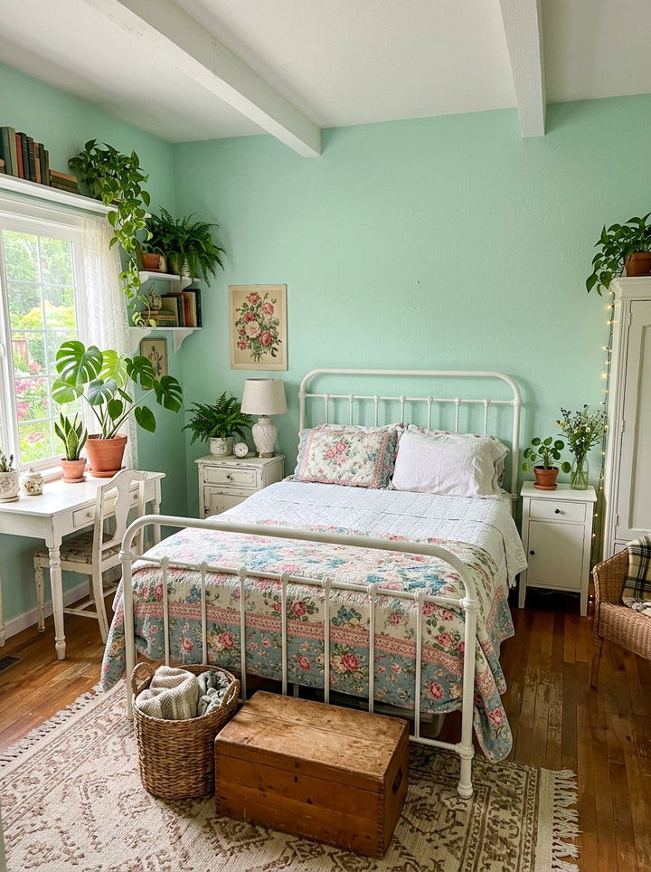 Mint green bedroom - 30 cottagecore bedroom color ideas