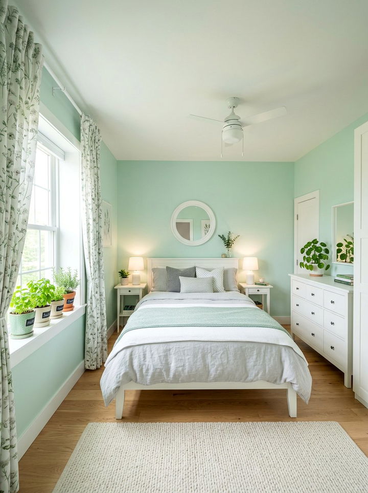 Mint green bedroom aesthetic - 30 botanical green bedroom ideas