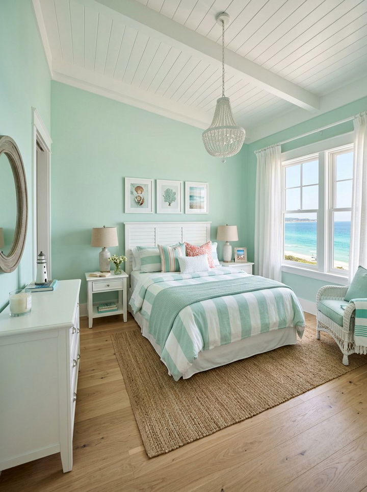 Mint green coastal bedroom - 30 coastal bedroom color ideas
