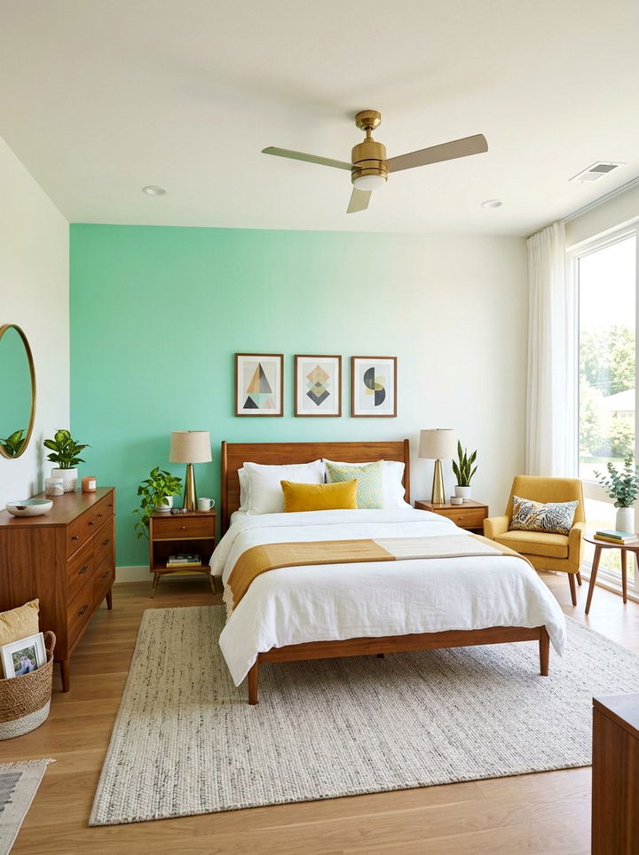 Mint green ombre wall bedroom - 30 bedroom ombre wall ideas