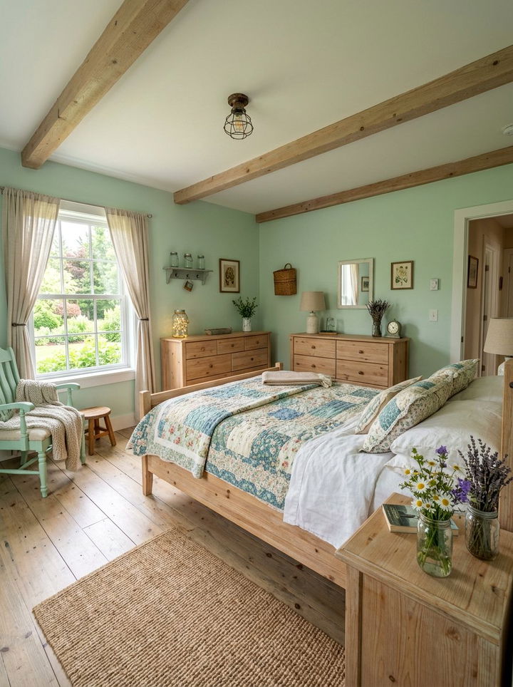 Mint green rustic guest bedroom - 30 rustic green bedroom ideas