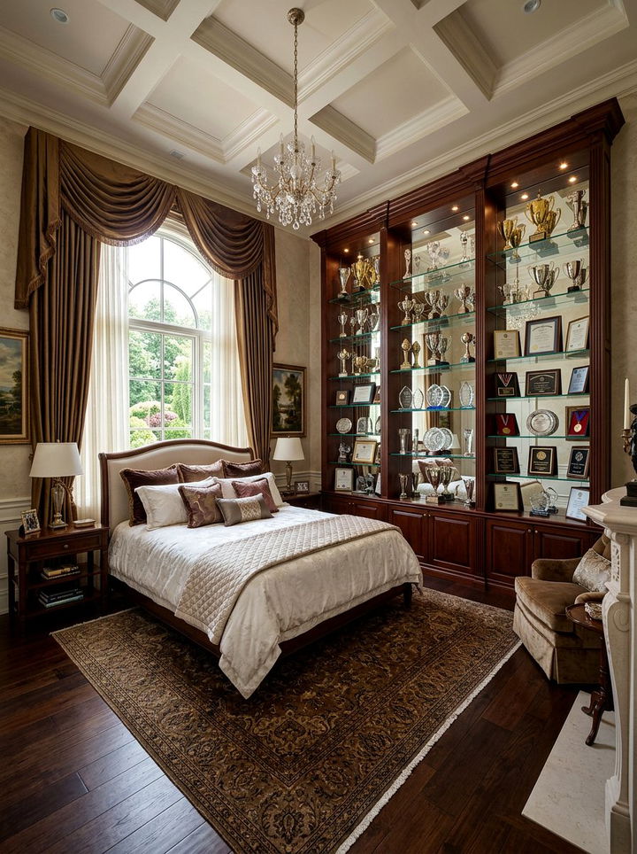 Mirror Backed Trophy Case - 30 bedroom award display ideas